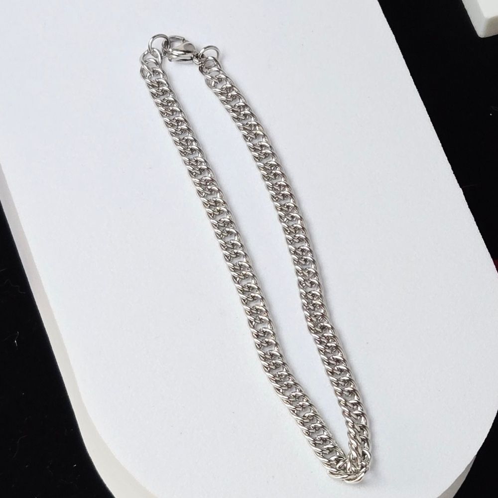 Stainless Steel Franco Chain Bracelet 5mm Unisex Silver 8" Modern Link Bracelet